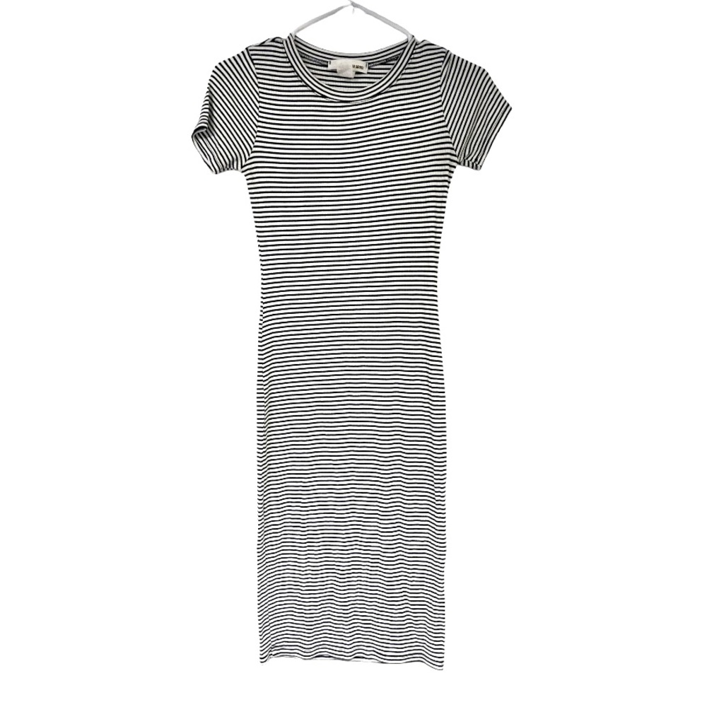 Sans Souci Ribbed Black and White Striped Maxi Dress S